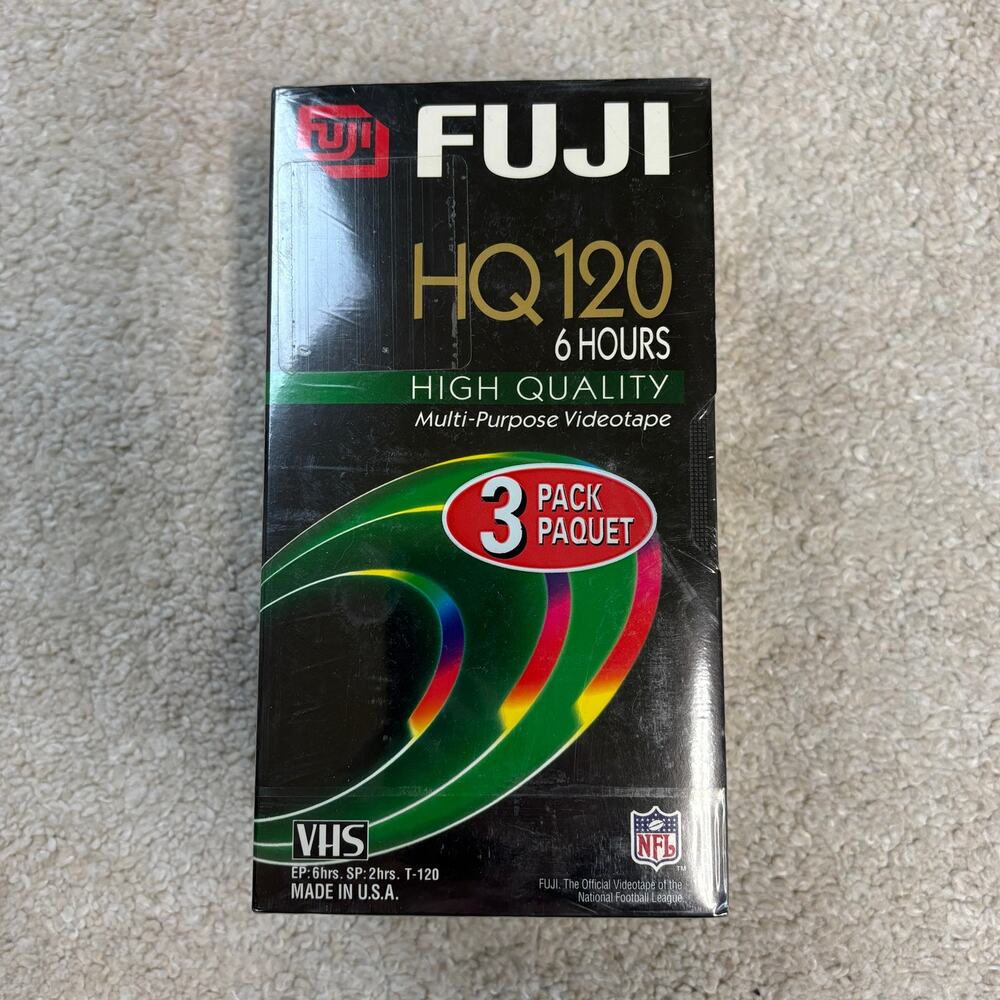 FUJI Sealed 3-Pack HQ 120 VHS Video Tapes Recording